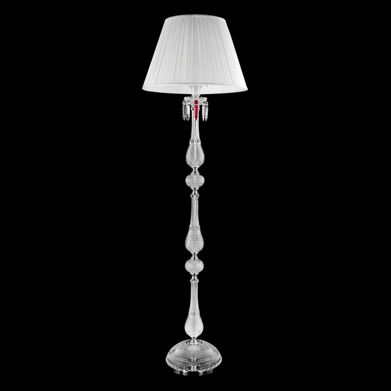 Торшер с белым текстильным абажуром и хрустальными подвесками Lustre Reverie Хром Прозрачное Стекло Белый Торшер с белым текстильным абажуром и хрустальными подвесками Lustre Reverie Хром Прозрачное Стекло Белый в Красноярске | Loft Concept