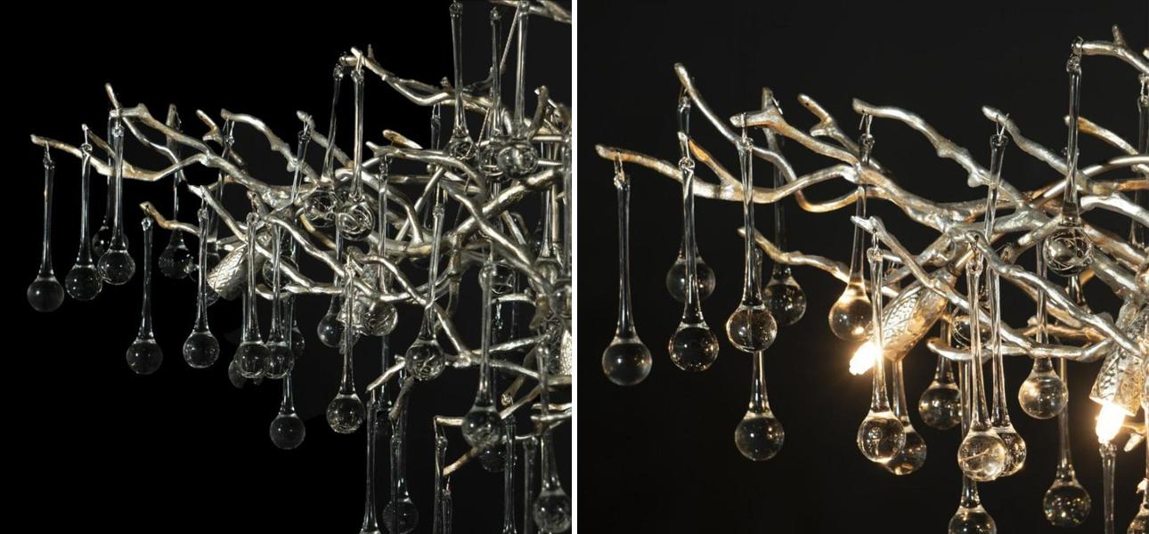 Люстра Crystal Drops Silver 125 см - фото №2