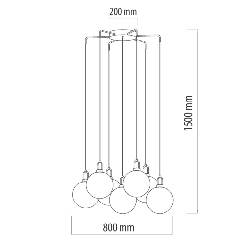 Люстра с 7-ю плафонами из прозрачного стекла в форме шара Orb Cascade  в Красноярске