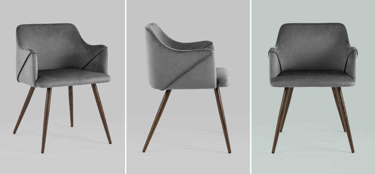 Стул Monarch Chair Серый Велюр - фото