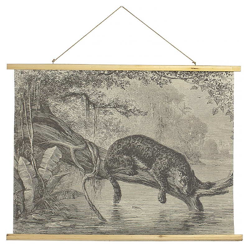 Картина подвесная Leopard on a Tree Poster Бежево-серый Древесина Картина подвесная Leopard on a Tree Poster Бежево-серый Древесина в Красноярске | Loft Concept