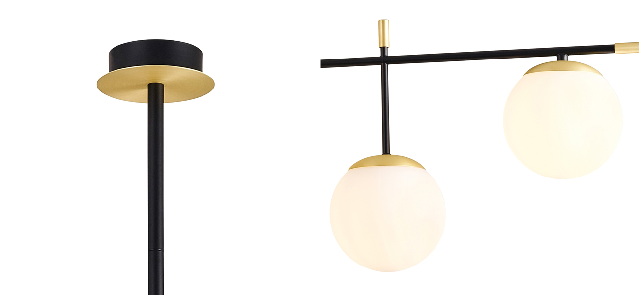 Люстра Черная с Золотом Spike Balls Hanging 9 Lamp - фото