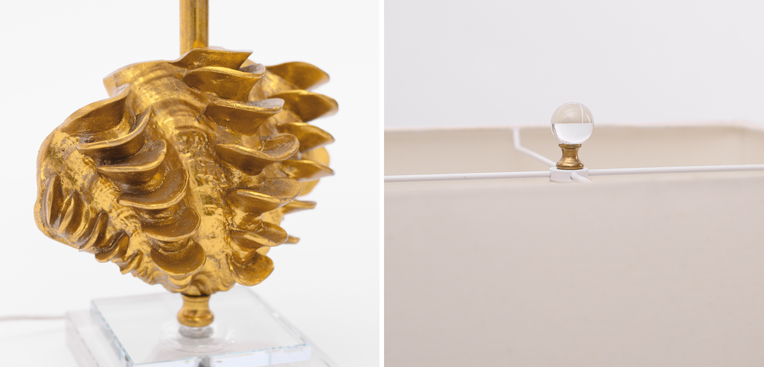 Настольная лампа Golden Shell Table Lamp с абажуром - фото