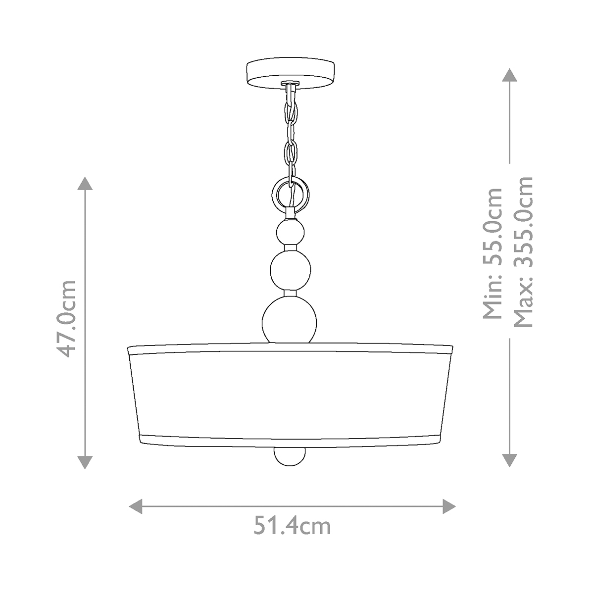 Люстра подвесная с белым тканевым цилиндрическим абажуром и декоративными шарами Hinkley в Красноярске