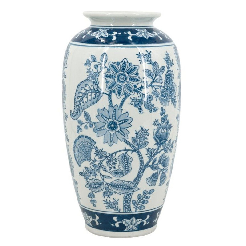 Ваза с синим цветочным орнаментом Blue & White Ornament Белый Синий Ваза с синим цветочным орнаментом Blue & White Ornament Белый Синий в Красноярске | Loft Concept