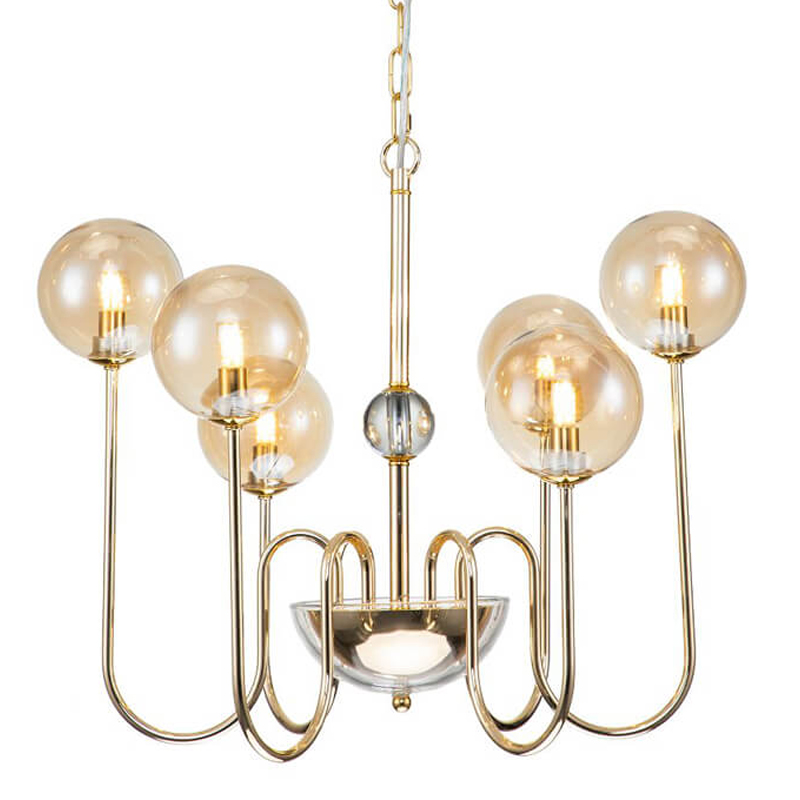 Люстра Sheiry Glass Ball Chandelier 6 Глянцевое золото Янтарный Люстра Sheiry Glass Ball Chandelier 6 Глянцевое золото Янтарный в Красноярске | Loft Concept