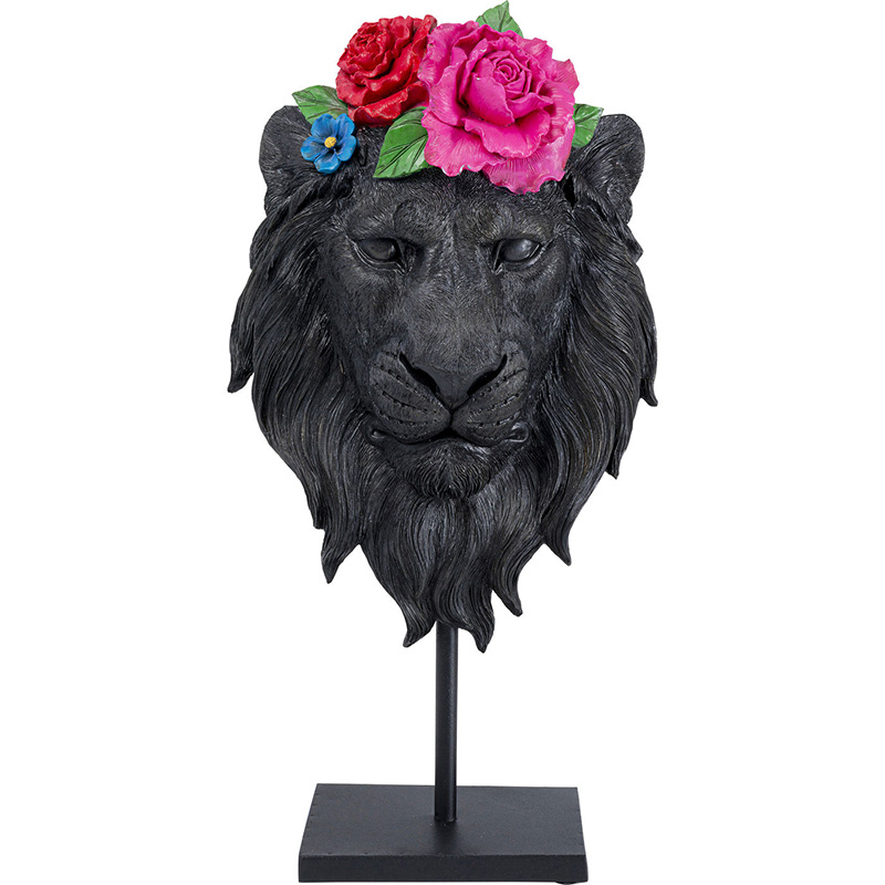 Статуэтка Lion and Flowers Черный Статуэтка Lion and Flowers Черный в Красноярске | Loft Concept