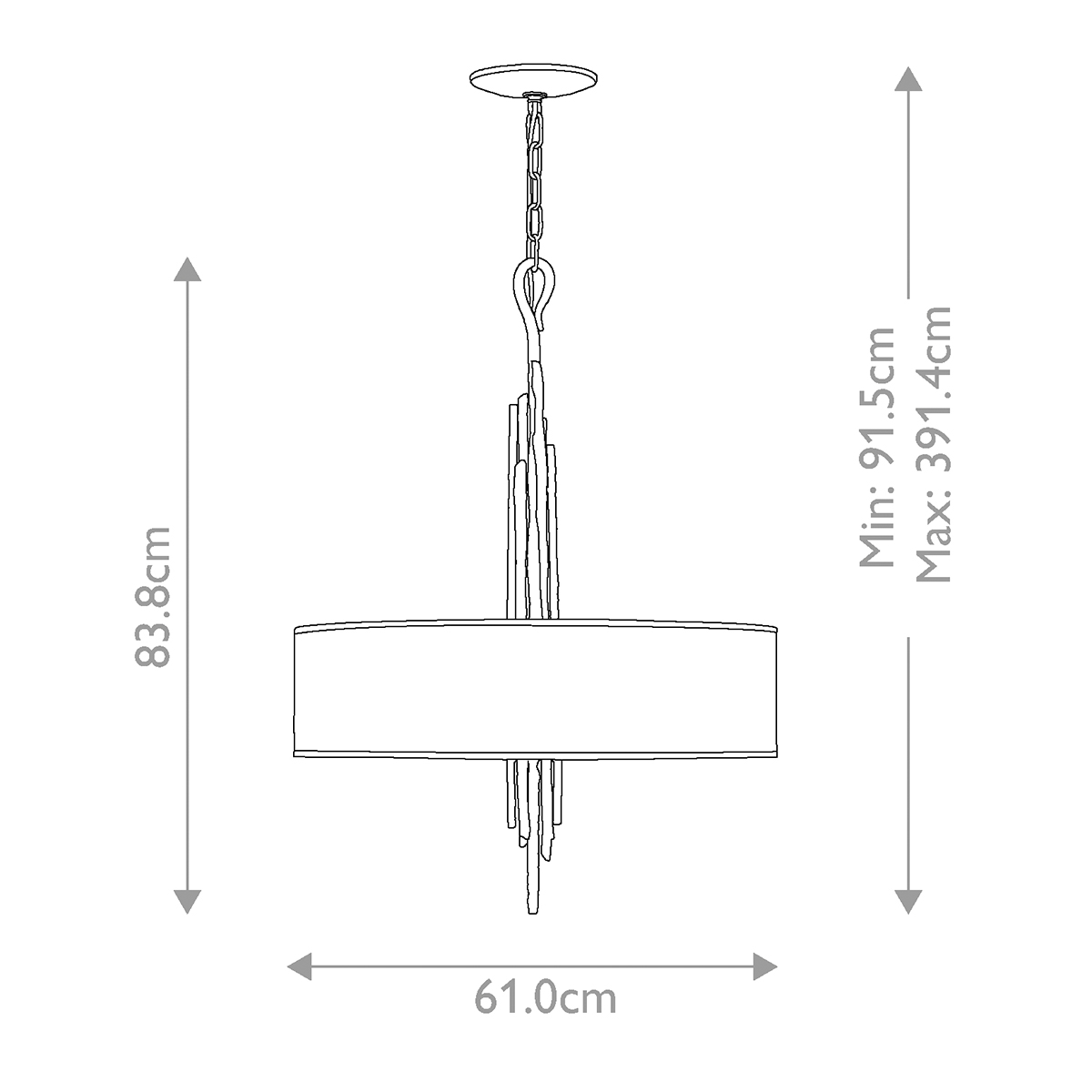 Люстра подвесная с широким белым текстильным абажуром и вертикальными декоративными элементами Hinkley в Красноярске