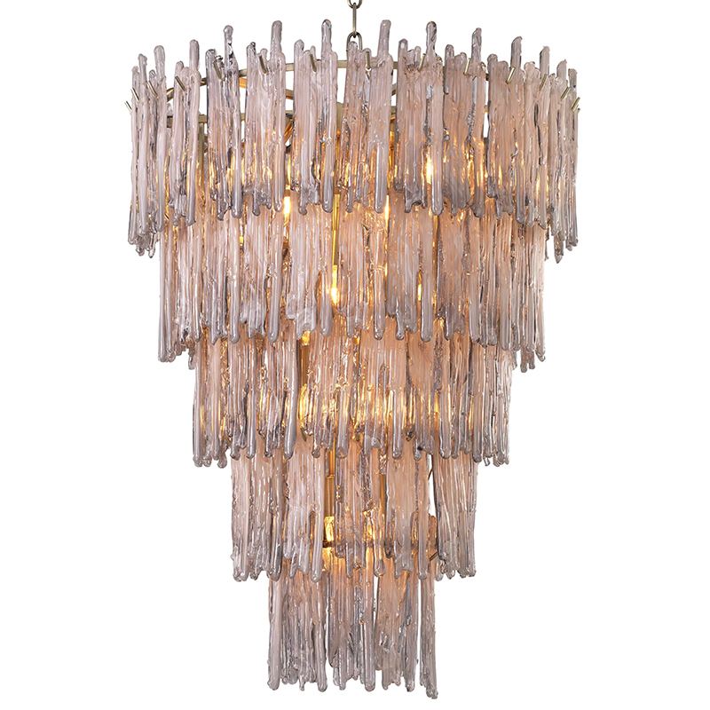 Люстра Eichholtz Chandelier Saint Roch L Латунь Серый Стекло Смок в Красноярске | Loft Concept 