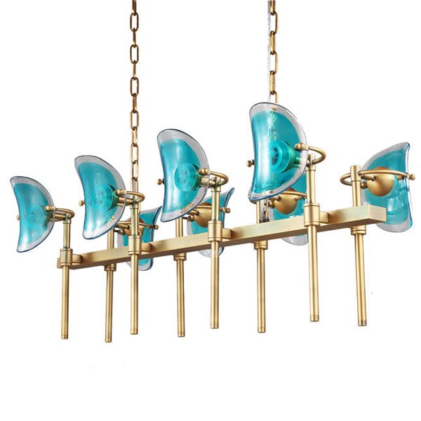 Люстра Lily Turquoise Glass rectangle Золотой Бирюзовый Люстра Lily Turquoise Glass rectangle Золотой Бирюзовый в Красноярске | Loft Concept