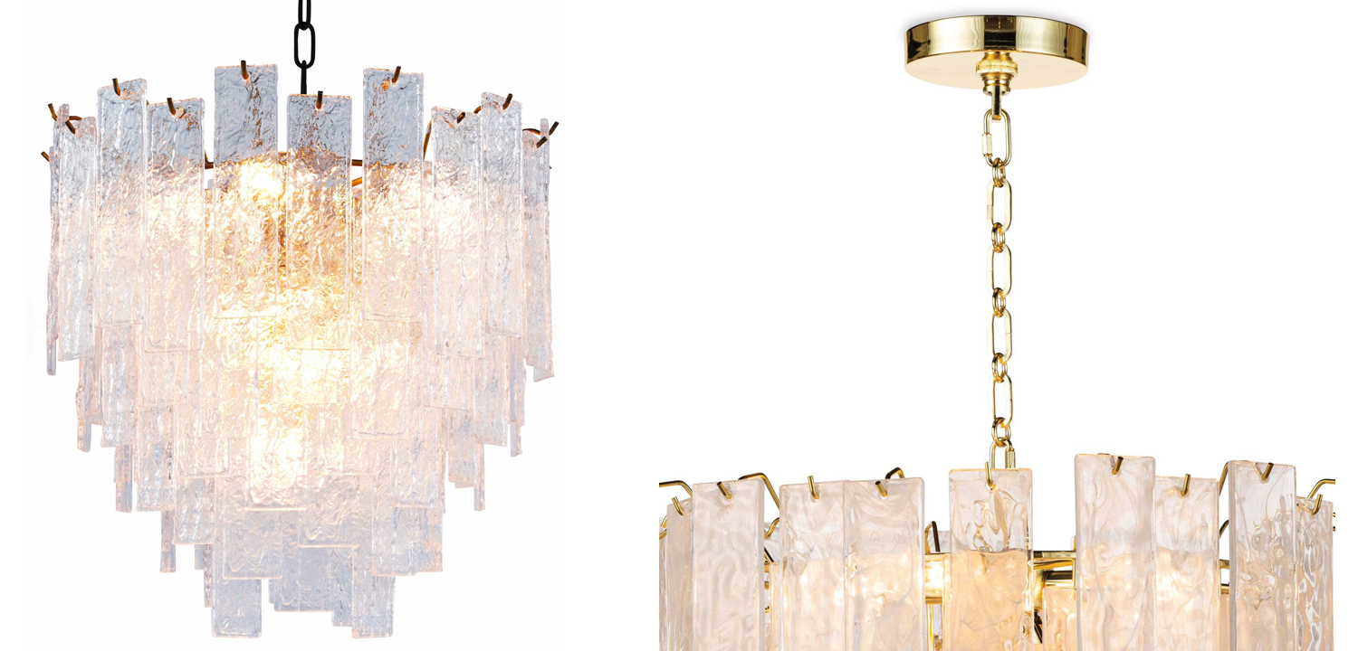 Люстра Textured Glass Chandelier Rectangular Pendants - фото №1