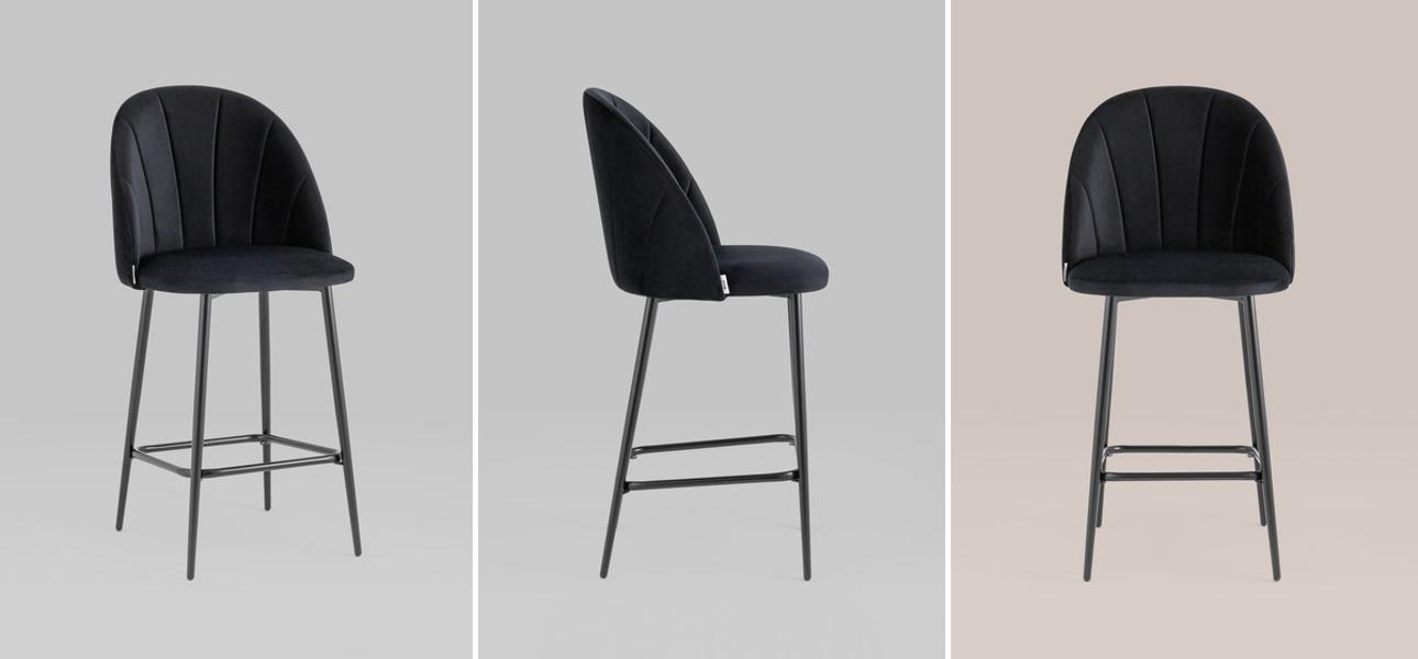 Барный Стул Balsari S Chair Черный Велюр - фото