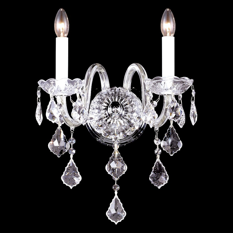 Бра в классическом стиле с 2-мя лампами и хрустальными подвесками Crystal lamps Хром Прозрачное Стекло Бра в классическом стиле с 2-мя лампами и хрустальными подвесками Crystal lamps Хром Прозрачное Стекло в Красноярске | Loft Concept