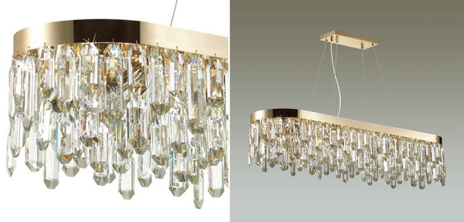 Люстра Crystal Polyhedrons Linear Gold - фото