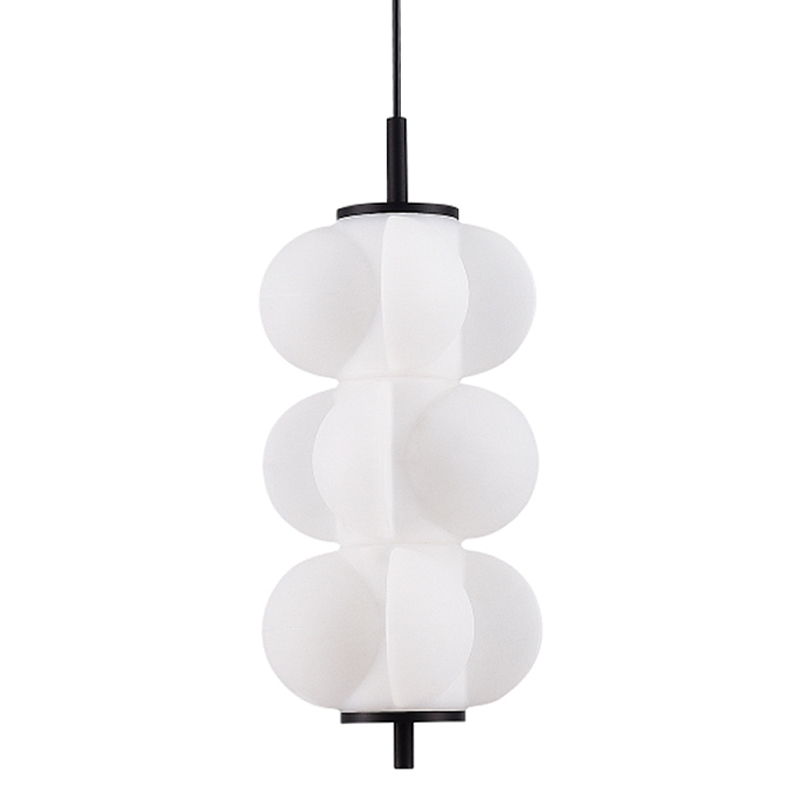 Светодиодный подвесной светильник геометрической формы с белым воздушным плафоном Glowing Cloud Белый Черный в Красноярске | Loft Concept 