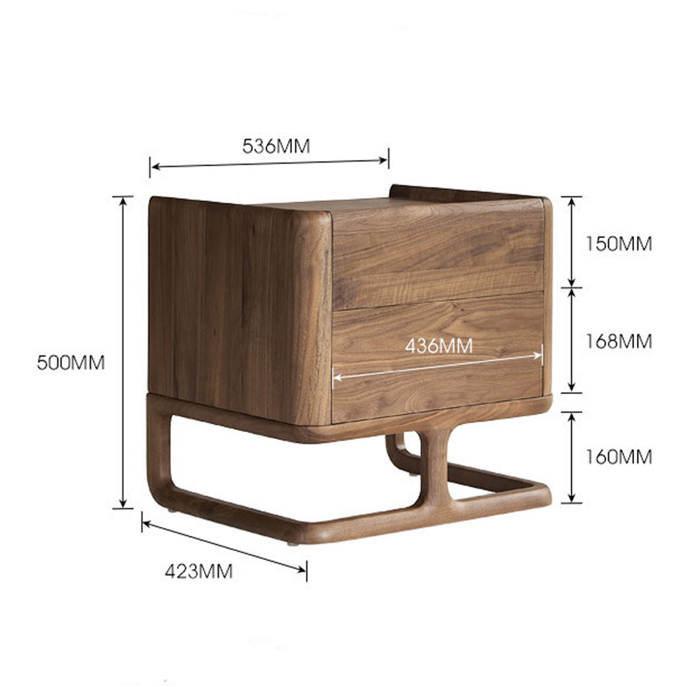 Прикроватный деревянный столик с 2-мя ящиками Moon Walnut Furniture Прикроватный деревянный столик с 2-мя ящиками Moon Walnut Furniture в Красноярске