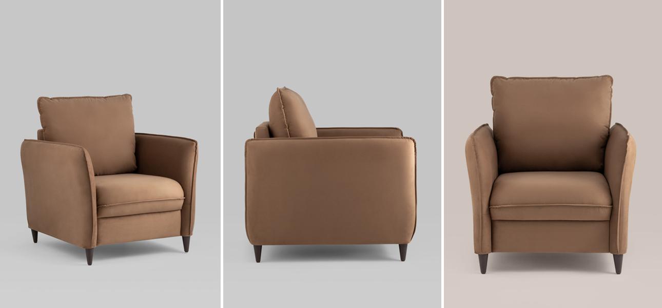 Кресло Bente Mini велюр цвет капучино - фото