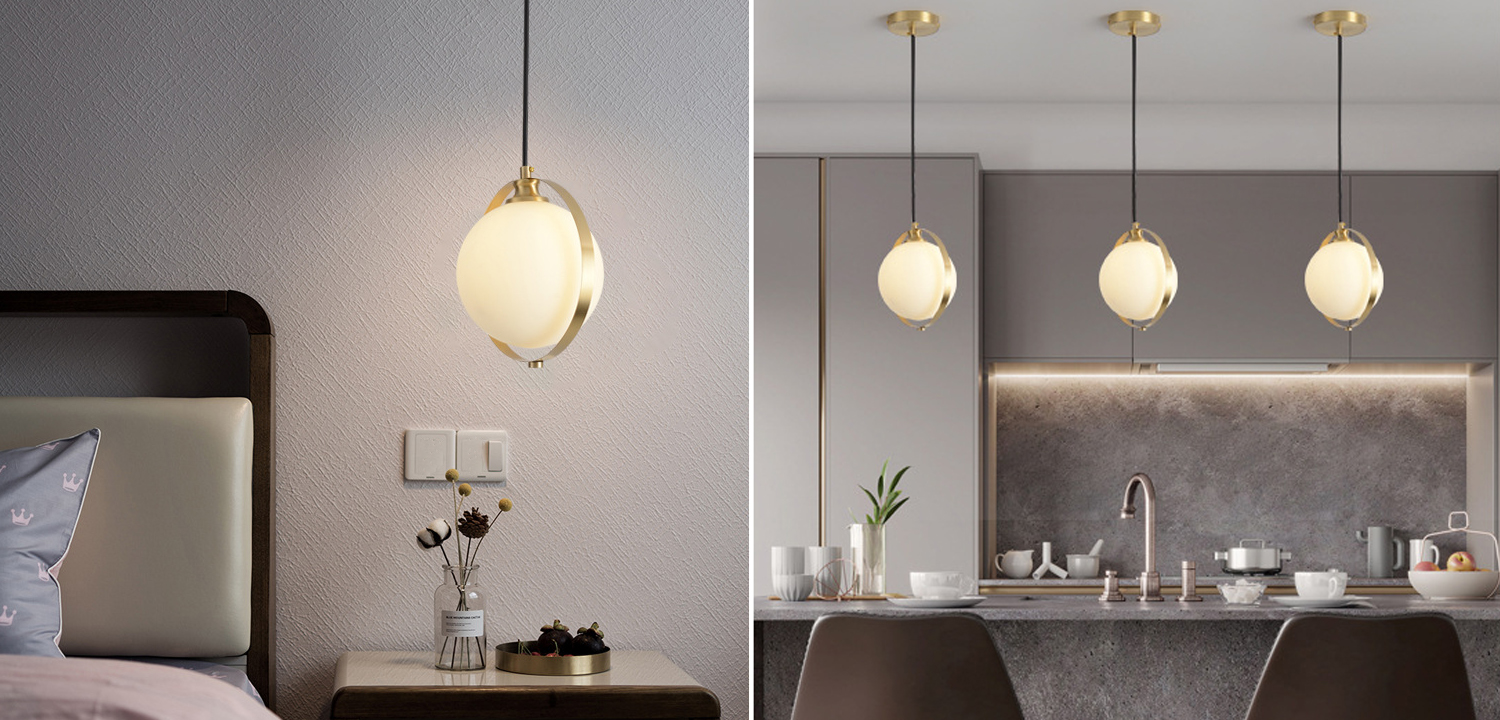 Подвесной светильник в кольцевом каркасе POISE - фото