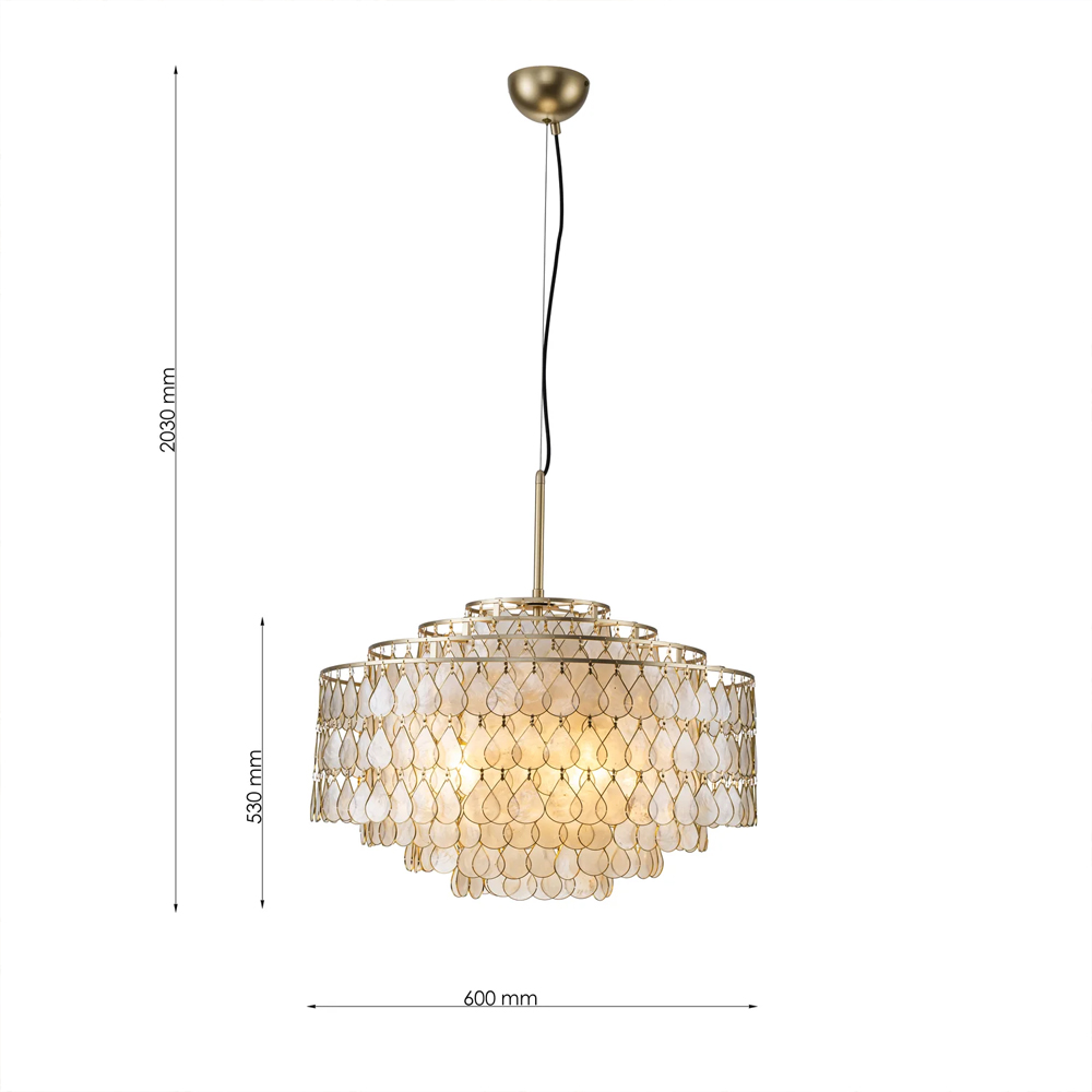 Люстра многоярусная с декором из натуральной морской ракушки Iridescent Light в Красноярске