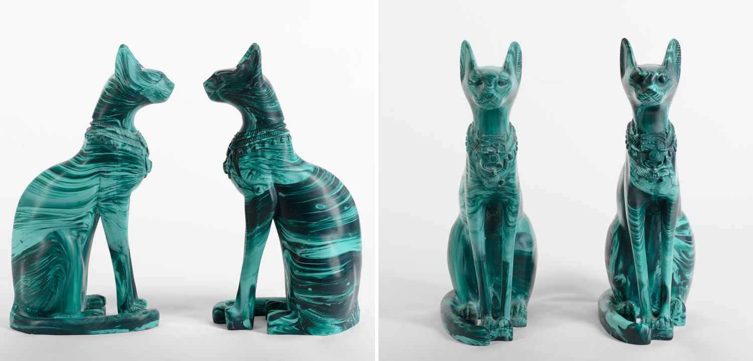Изумрудные Кошки комплект из 2-х статуэток - фото