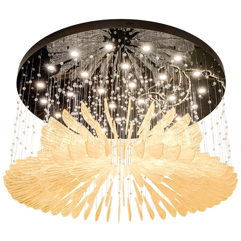 Большая круглая люстра с подвесками лепестки Gold Leaf Fall Light Chandelier Бронза Прозрачное Стекло Большая круглая люстра с подвесками лепестки Gold Leaf Fall Light Chandelier Бронза Прозрачное Стекло в Красноярске | Loft Concept