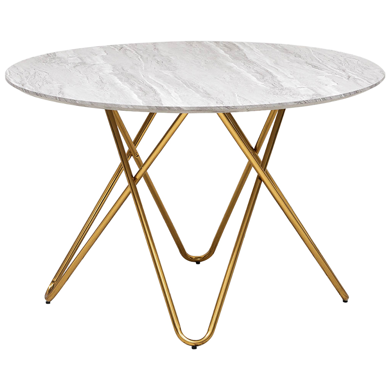 Обеденный круглый стол Alanis Round Dinner Table Золотой Белый Серый Обеденный круглый стол Alanis Round Dinner Table Золотой Белый Серый в Красноярске | Loft Concept