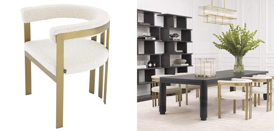 Стул Eichholtz Dining Chair Clubhouse boucle cream - фото №1