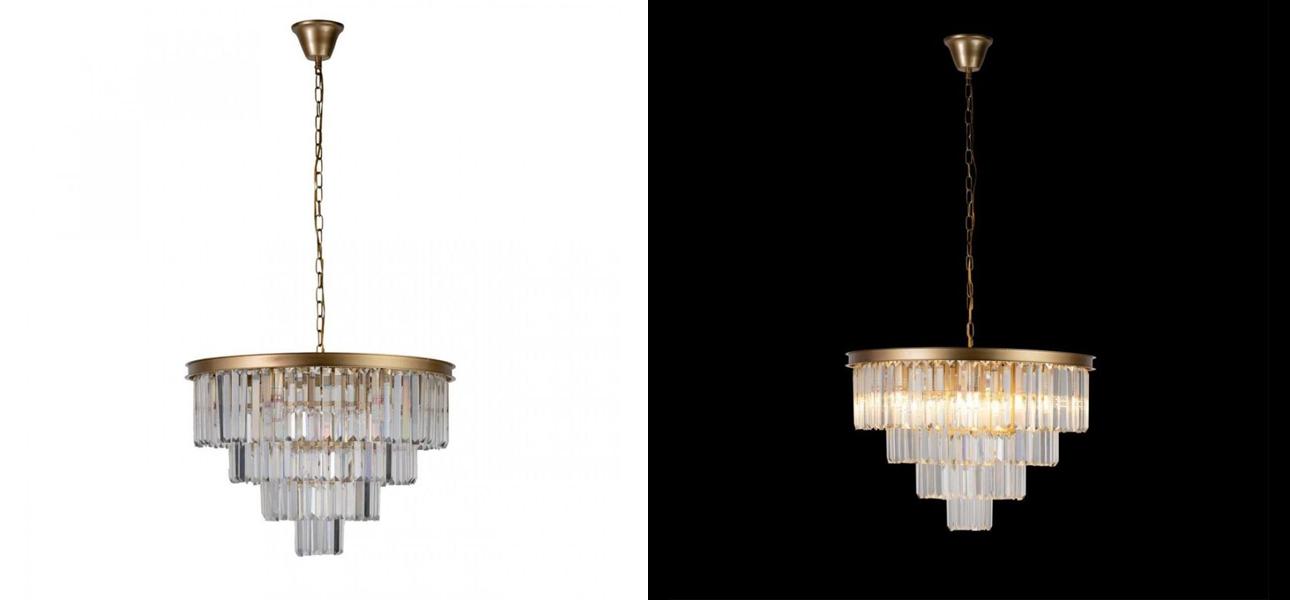 Круглая Люстра Odeon GOLD iron Four Layers Серое Прозрачное диаметр 60 см - фото №1