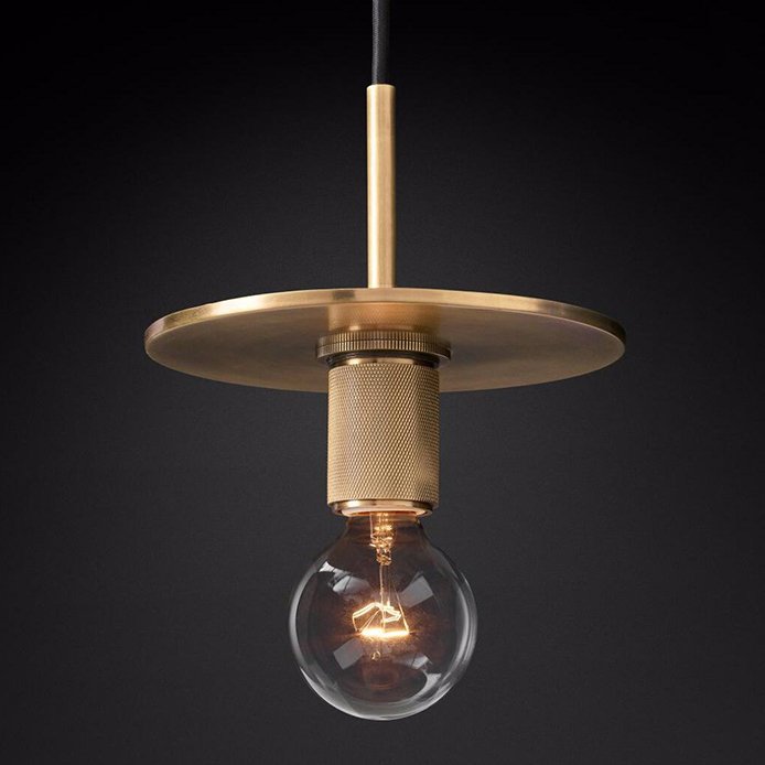 Подвесной светильник RH Utilitaire Disk Shade Pendant Brass Латунь Прозрачное Стекло Подвесной светильник RH Utilitaire Disk Shade Pendant Brass Латунь Прозрачное Стекло в Красноярске | Loft Concept
