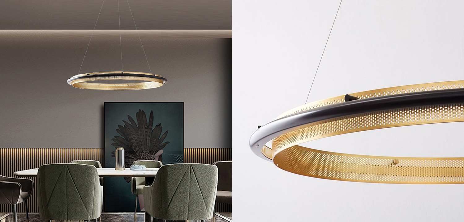 Люстра Gold ring horizontal pendant - фото