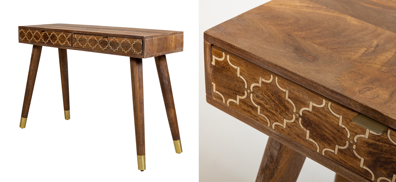 Консоль из натурального дерева Bone Inlay - фото