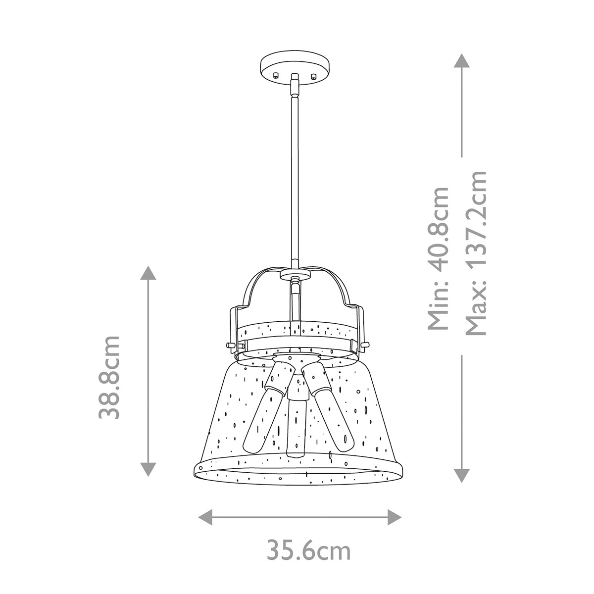 Подвесной светильник с прозрачным стеклянным плафоном в форме колокола с эффектом пузырьков и тремя лампами Quoizel в Красноярске