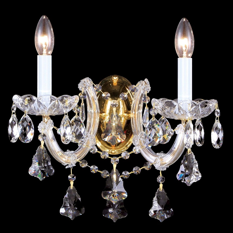 Бра с двумя лампами и хрустальными подвесками в классическом стиле Crystal lamps Золотой Прозрачное Стекло Бра с двумя лампами и хрустальными подвесками в классическом стиле Crystal lamps Золотой Прозрачное Стекло в Красноярске | Loft Concept