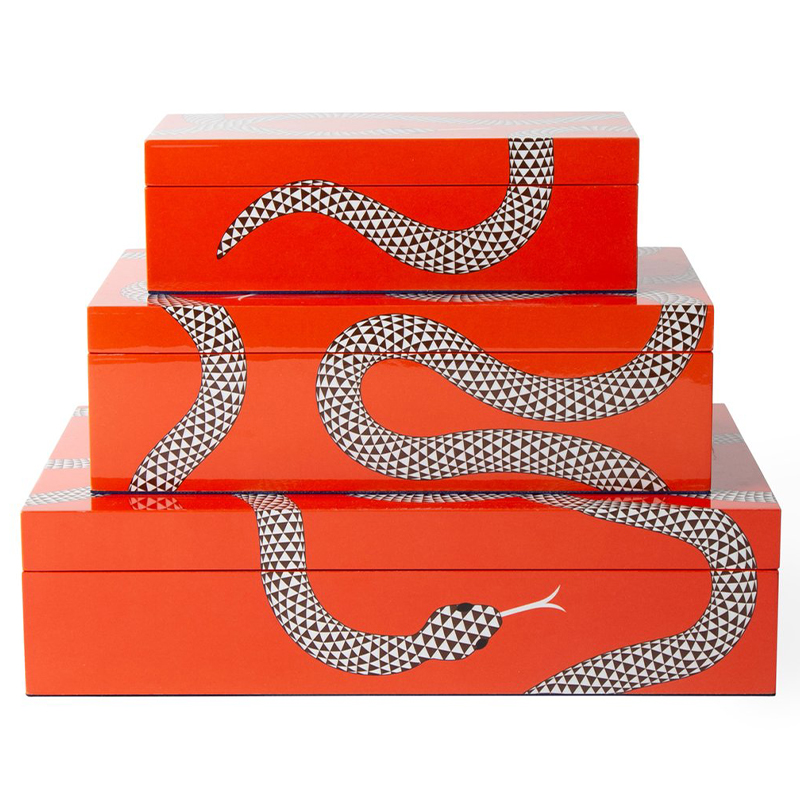 Комплект шкатулок EDEN LACQUER BOX BUNDLE Jonathan Adler Оранжевый Белый Черный Комплект шкатулок EDEN LACQUER BOX BUNDLE Jonathan Adler Оранжевый Белый Черный в Красноярске | Loft Concept