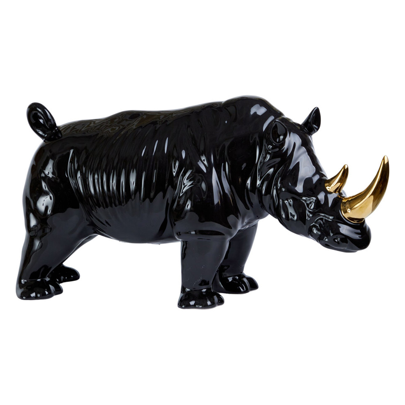 Статуэтка черный носорог с золотыми рогами Golden Horned Black Rhino Черный Золотой Статуэтка черный носорог с золотыми рогами Golden Horned Black Rhino Черный Золотой в Красноярске | Loft Concept