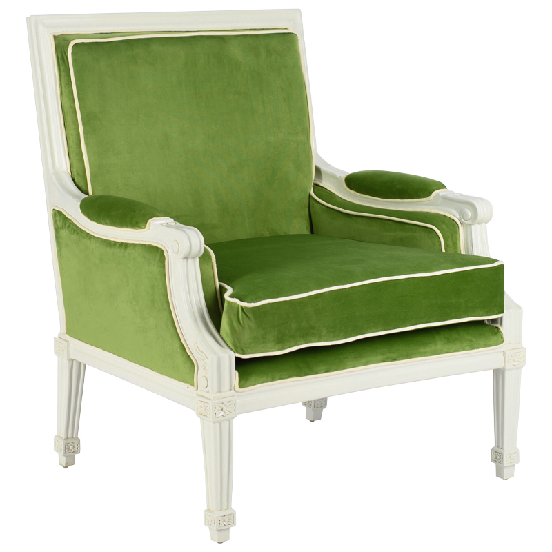 Кресло French Provence Armchair Ferrand green Зеленый смок Белый Кресло French Provence Armchair Ferrand green Зеленый смок Белый в Красноярске | Loft Concept