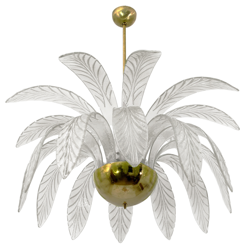 Люстра Modern Chandelier Palm White Стеклянные Листья Пальмы  Золотой Белое матовое стекло в Красноярске | Loft Concept 