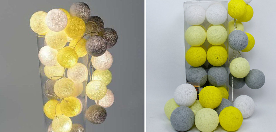 Гирлянда хлопковые фонарики Сotton Ball Yellow - Loft-Concept в Красноярске