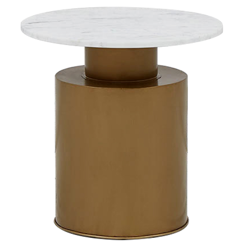 Приставной стол с мраморной столешницей Ela Marble Side Table Белый Мрамор Bianco Золотой Приставной стол с мраморной столешницей Ela Marble Side Table Белый Мрамор Bianco Золотой в Красноярске | Loft Concept