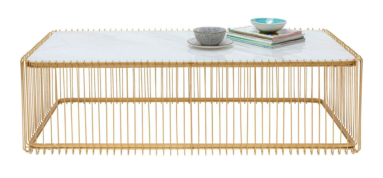 Кофейный столик прямоугольный золото Anthony - фото