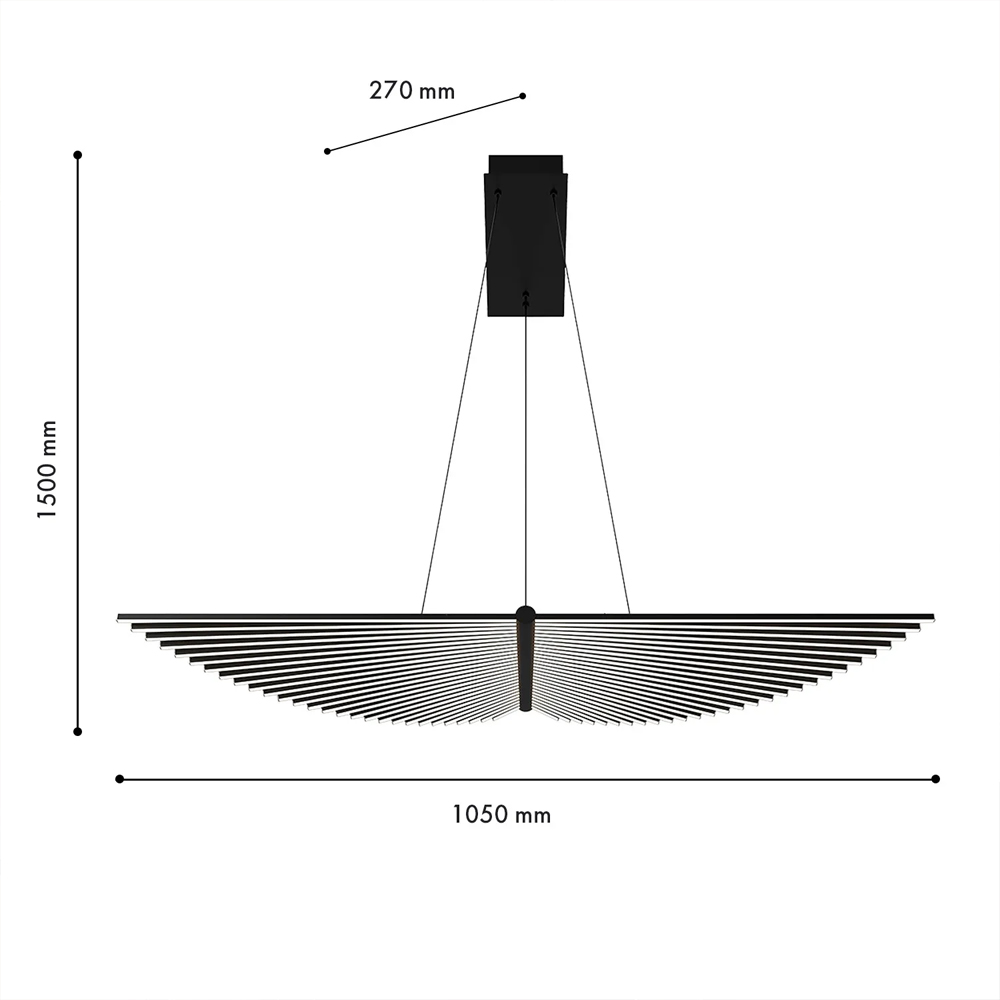 Люстра в виде распахнутых крыльев из тонких металлических планок Flight of Freedom в Красноярске