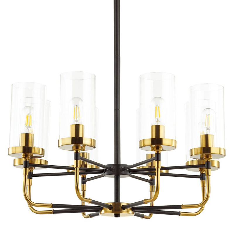 Люстра Greger chandelier 8 Черный Глянцевое золото Прозрачный Люстра Greger chandelier 8 Черный Глянцевое золото Прозрачный в Красноярске | Loft Concept