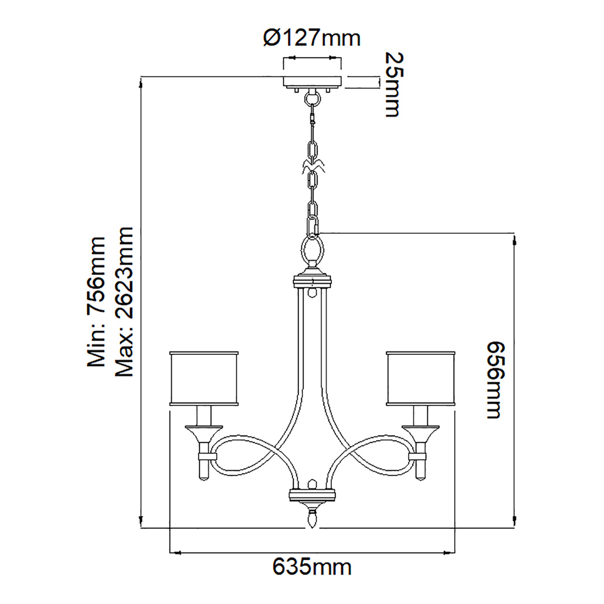 Люстра с белыми тканевыми абажурами в прозрачных стеклянных цилиндрах Kichler в Красноярске