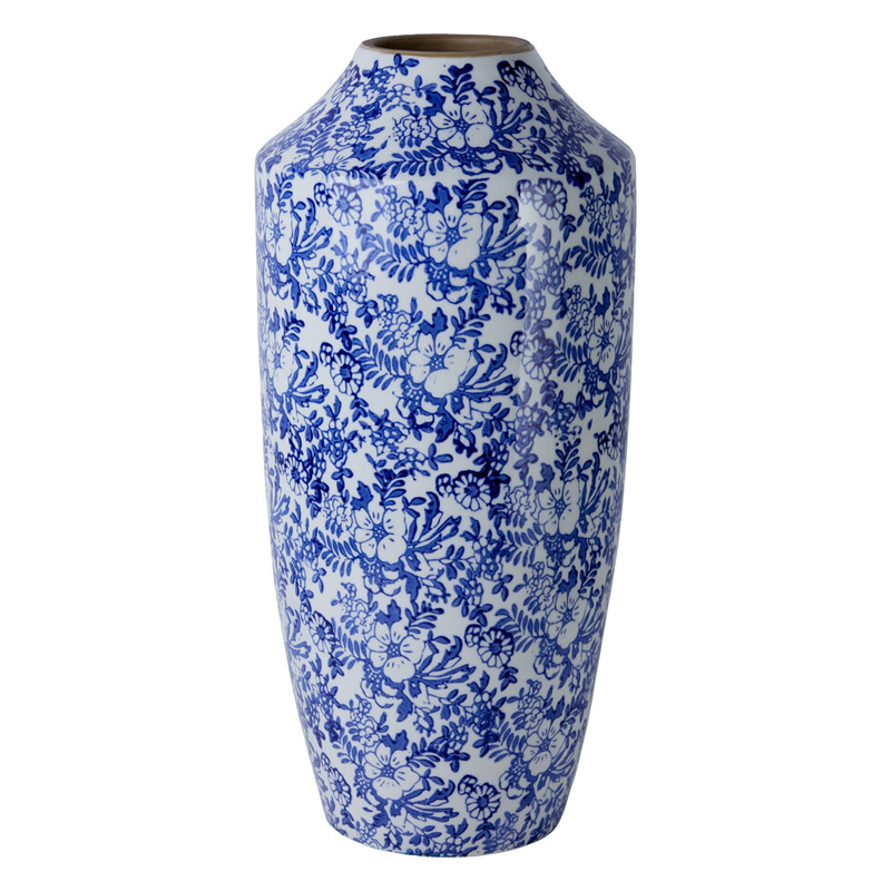 Ваза с синим цветочным узором Blue & White Ornament Белый Синий Ваза с синим цветочным узором Blue & White Ornament Белый Синий в Красноярске | Loft Concept