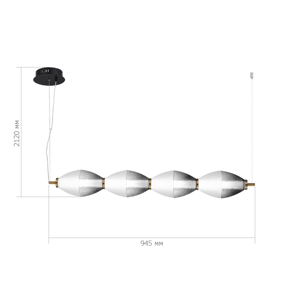 Подвесной светильник линейный в сочетании двух разных фактур стекла Enchanting в Красноярске