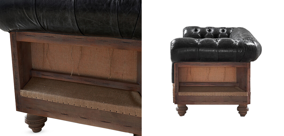Диван Deconstructed Chesterfield Sofa triple Black leather - фото №1