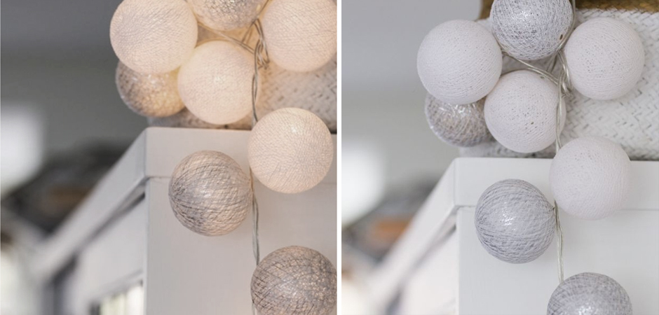 Гирлянда хлопковые фонарики Сotton Ball White-Silver - Loft-Concept в Красноярске