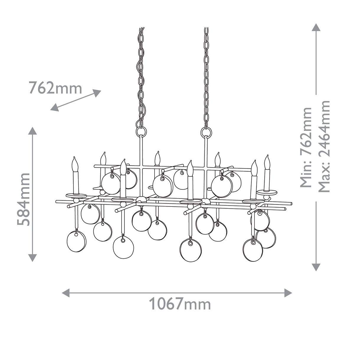 Люстра подвесная с 8-ю лампами и стеклянными круглыми подвесками Currey & Company в Красноярске