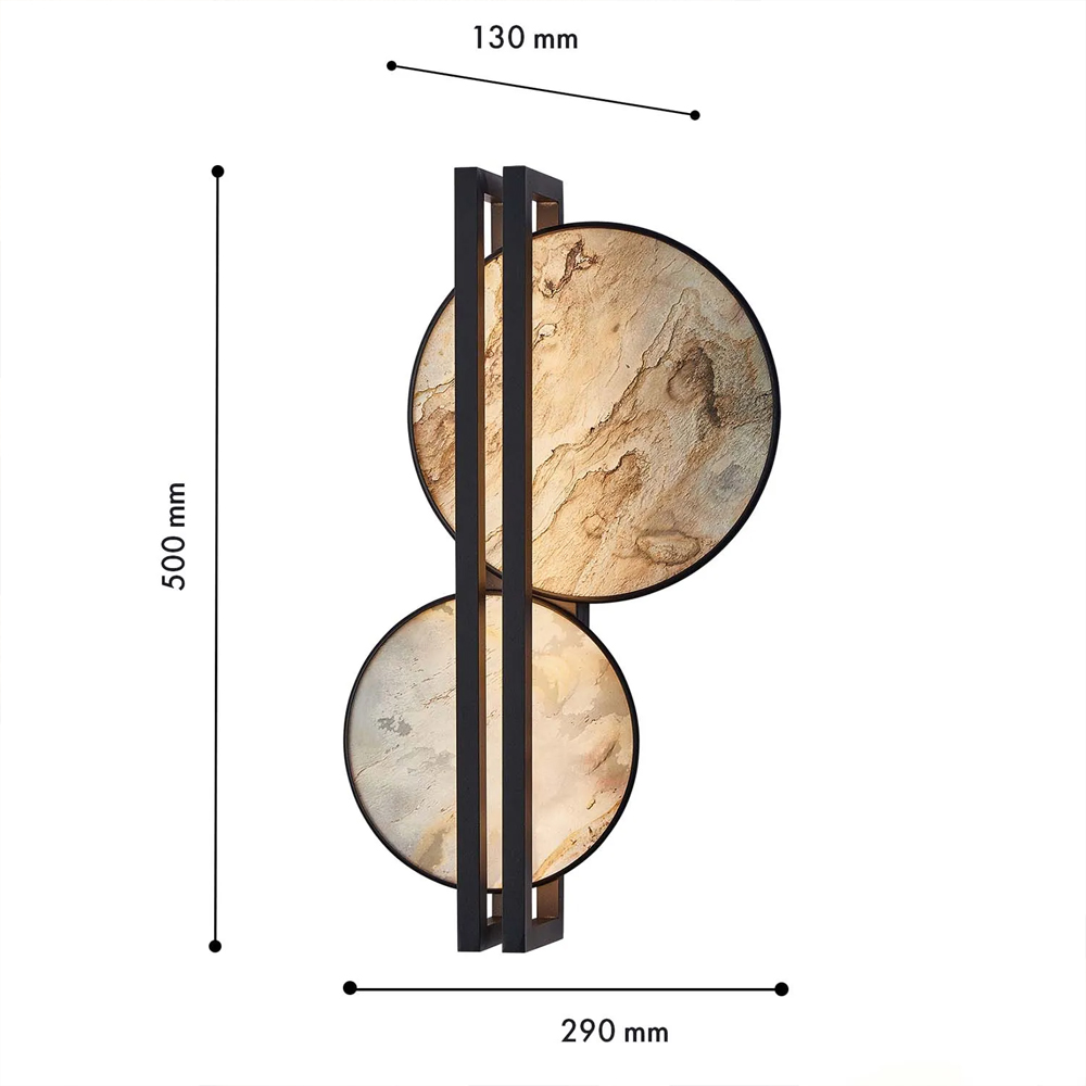 Бра из двух каменных дисков в металлической раме Constellation в Красноярске