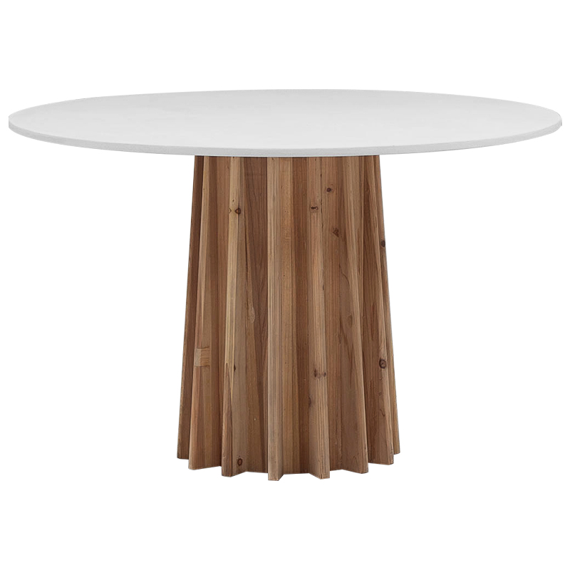 Обеденный круглый стол Seamus White Concrete Wood Dining Table Белый Древесина в Красноярске | Loft Concept 